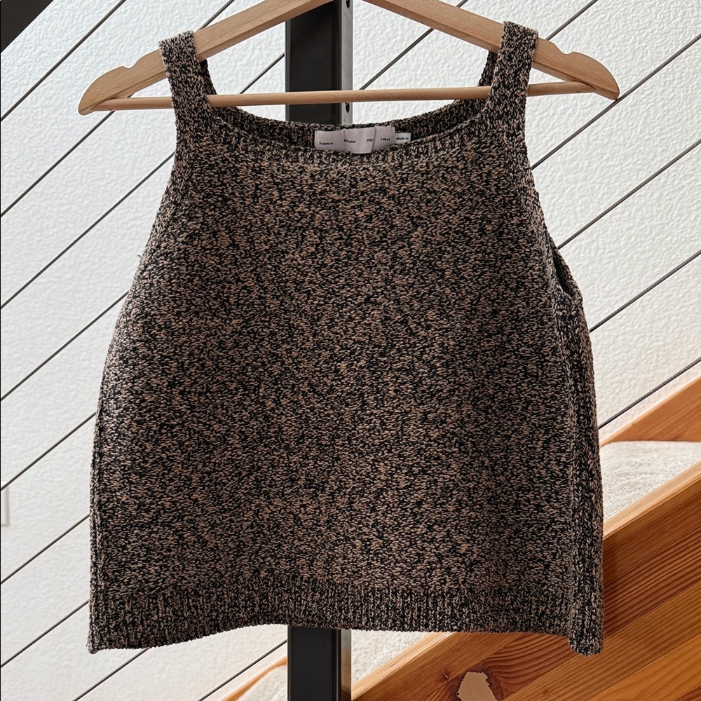 Proenza Schouler White Label Black and Tan Boxy Knit Square Neck Tank Sz M